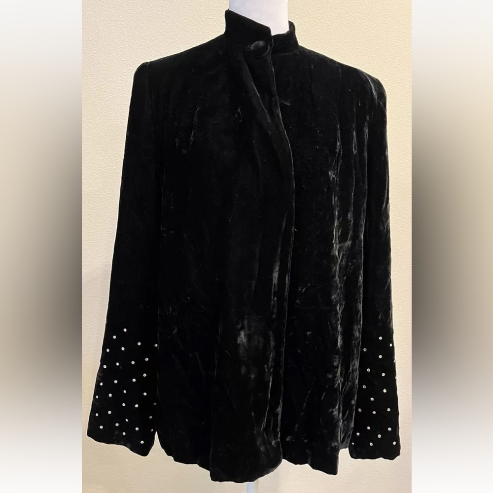 Vtg 30’s 40’s Black Velvet Rhinestone Opera Dress Jacket